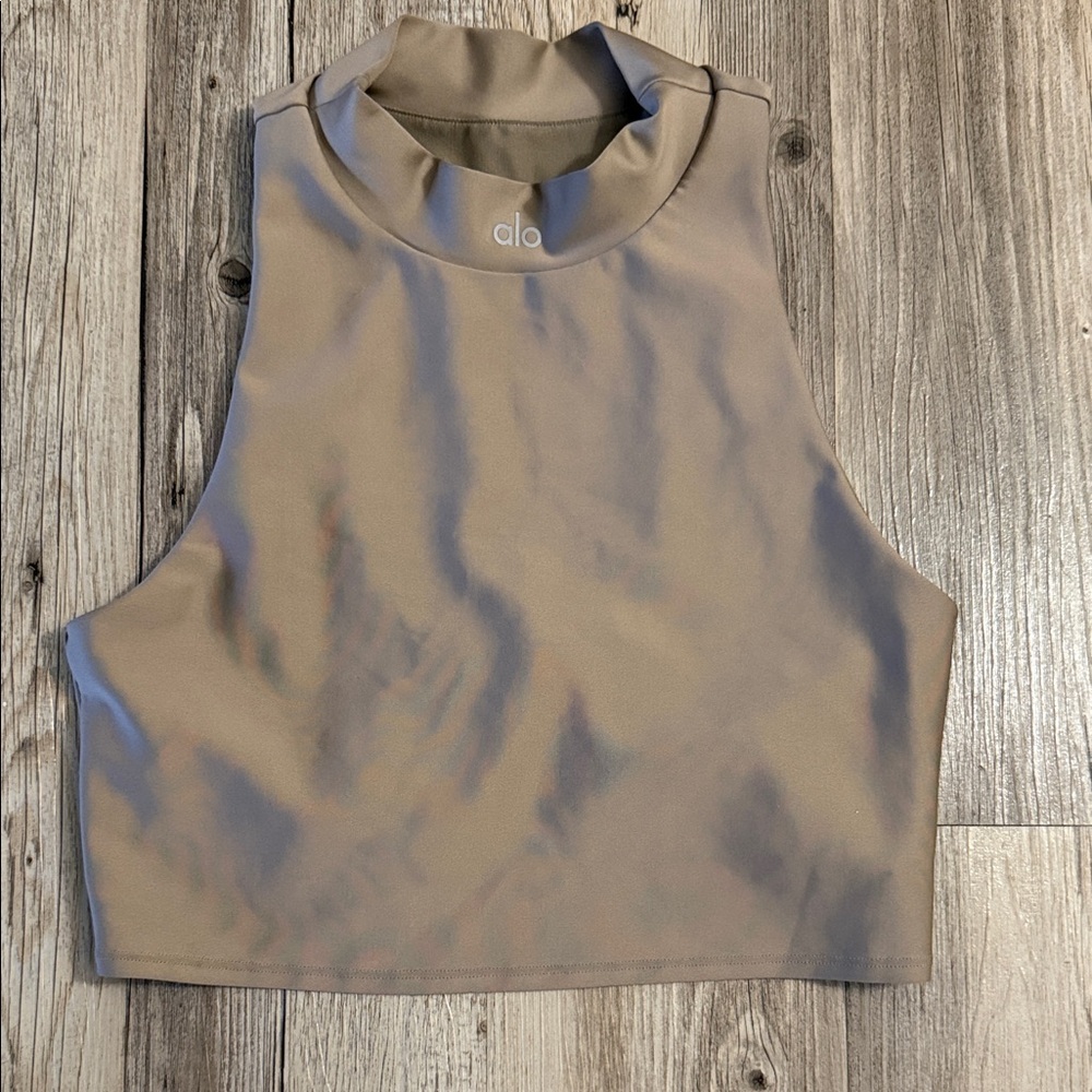 ALO Yoga Taupe High Neck Crop Camisole